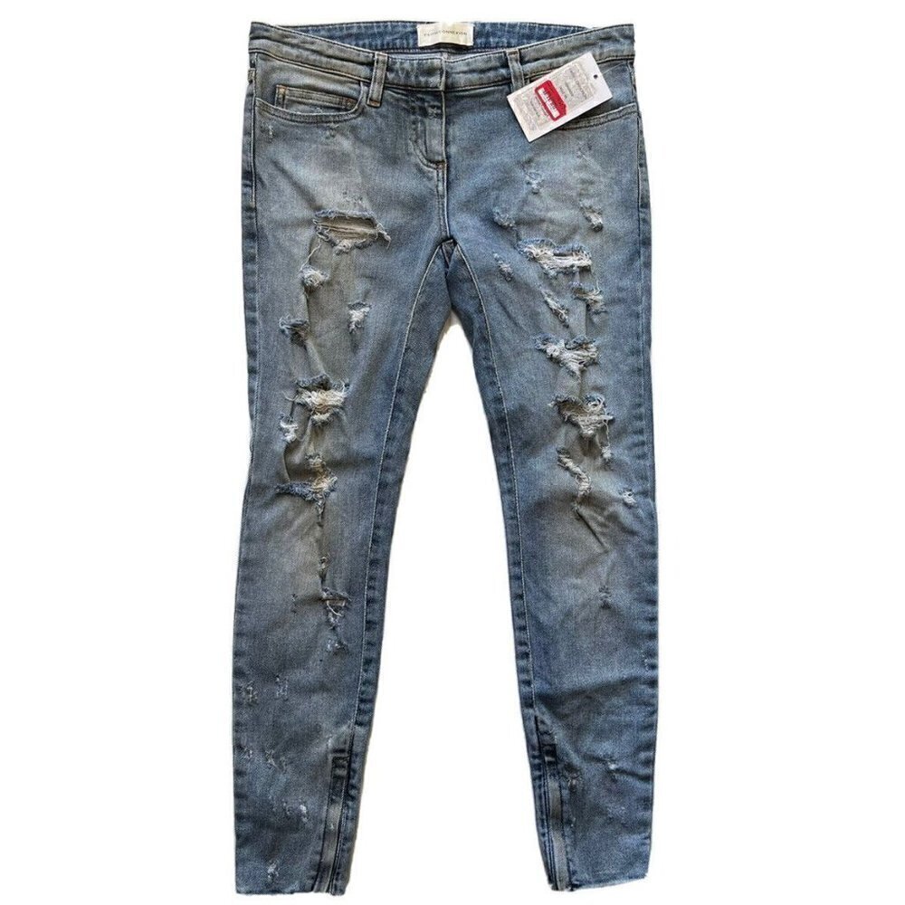 Faith Connexion Women's Denim Destroyed Ankle Jeans Bleach Size 26